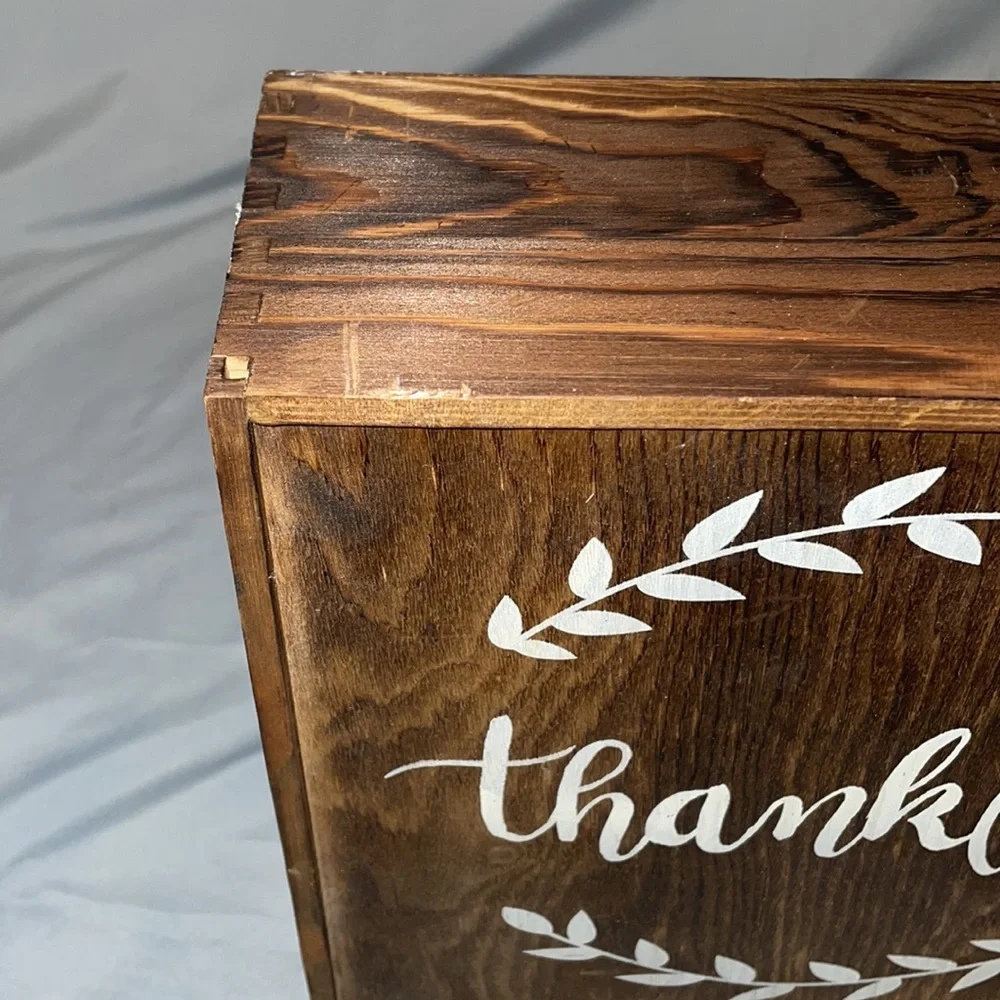 Rustic Wooden Thankful Storage Box